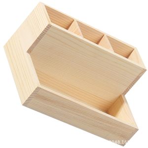 Wooden <b>Makeup</b> Organizer With Partitions 4 In 1 Desktop Storage <b>Box</b> For Brushes Nail Art Tools Cosmetics - Product Image 5