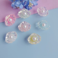 100 pezzi in resina colorata Glitter 3D con guscio di perla aperta e Cabochon con fondo piatto abbellimenti album fai da te accessori per la casa