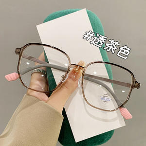 Montures de lunettes carrées de style coréen pour femmes, monture intégrale en métal TR, légères, anti-radiation, protection contre la lumière bleue, verres plats - Product Image 4