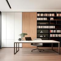 Bureau de travail moderne pour la maison avec étagères, poste de travail informatique personnalisé, table d'étude ergonomique et bibliothèque