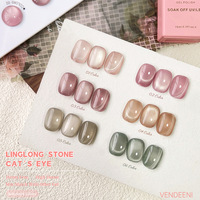 15ml UV Gel Linglong Stone Magnetic Cat Eye 6-Warna Tahan Air Cat Kuku dengan Botol yang Dapat Disesuaikan untuk Seni Kuku