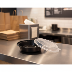 Conteneur alimentaire rond jetable en plastique PP avec couvercle sécurisé pour la conservation des repas à emporter, la restauration et l'utilisation en restaurant - Product Image 1