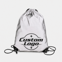 Sac à dos réfléchissant haute visibilité avec cordon de serrage et poche zippée, léger et pliable, pour la course à pied et le cyclisme, logo personnalisé