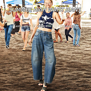 Jeans de Mezclilla para Mujer, Corte Recto, Cintura Alta, Casuales, Color Sólido, Ecológicos, Moda Otoño 2024, Venta al Por Mayor de Boutique - Product Image 2