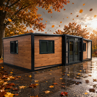 Maison conteneur préfabriquée de luxe, pliable et portable, de 40 pieds, avec deux ou trois chambres, à double aile, extensible, pour habitation ou bureau