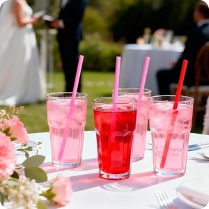 Pailles en plastique jetables en forme de cœur, rouges et roses, mignonnes, pour décorations de mariage et de fête - Product Image 5