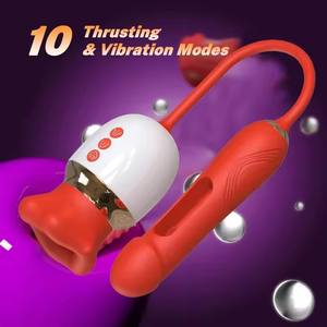 Cucking clitoridien avec vibrateur de langue G-spot gode Rose mamelon masseur lécher battement vibrateur de Roses pour les femmes Sex Toy - Product Image 2