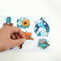 Hoja de pegatinas autoadhesivas de impresión impermeable, pegatinas de dibujos animados personalizadas, pegatinas de corte de beso de vinilo impresas personalizadas