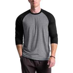 T-shirt Raglan Homme Manches Longues Colorblock Baseball Décontracté en Maille Jersey 100% Coton 140 Grammes - Product Image 1