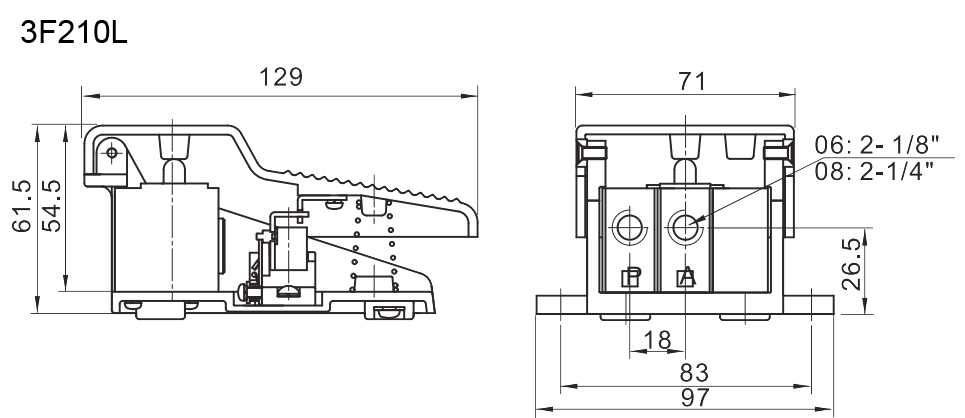3F210-08 Airtac Type Foot Pedal Air Valve 3 Way 2 Position Direct Acting