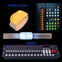 Bracelets LED portables style romantique avec télécommande 433 MHz, 15 couleurs LED, portée 1000 m, fermeture auto-agrippante réglable pour fêtes