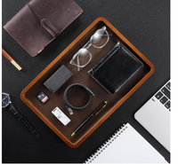 Plateau de rangement en bois personnalisé pour homme, plateau à clés pour bureau et table de chevet, plateau EDC pour bureau et entrée, pour portefeuilles, montres, téléphones et pièces de monnaie
