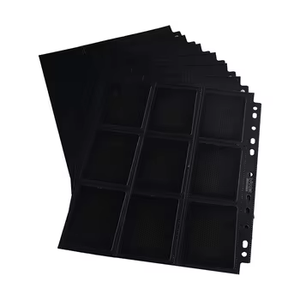 Pochettes d'album noires à 6 anneaux Pages à 9 poches avec fermeture à clip Matériau PP en plastique imprimable - Product Image 1