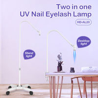 Lampe UV 2-en-1 pour cils avec pédale, base rotative et pince de fixation pour bureau – Séchoir professionnel à lumière UV pour colle à cils et gel à ongles