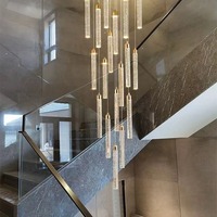 JYLIGHTING Lustre moderne en cristal en spirale, longue bande, pour escalier, suspension de plafond pour villa, salle à manger, éclairage suspendu