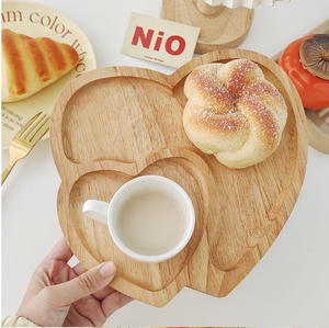 Bandeja de Madera Dividida en Dos Partes con Forma de Corazón, Bandeja de Madera Natural para Desayuno y Aperitivos, Bandeja con Logotipo Personalizado, Bandeja de Regalo para San Valentín, Venta al por Mayor - Product Image 2