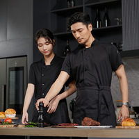 Seragam Koki Unisex Lengan Pendek Bahan Polyester Mesh Bernapas dengan Logo Kustom Grosir untuk Restoran, Hotel, Dapur, Semua Musim
