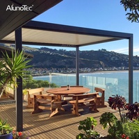 Pergola motorisée AlunoTec à prix bas, toit à lames orientables en gris et blanc