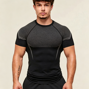 T-shirt <span class=keywords><strong>de</strong></span> compression pour <span class=keywords><strong>homme</strong></span>, coupe ajustée, sans coutures, séchage rapide, haut <span class=keywords><strong>de</strong></span> performance athlétique, respirant, vêtements <span class=keywords><strong>de</strong></span> <span class=keywords><strong>sport</strong></span> pour la <span class=keywords><strong>musculation</strong></span> - Product Image 3