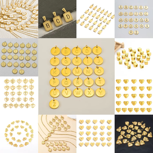 Tự làm kẹo Màu Trái Tim Zircon Vòng vỏ 26 thư quyến rũ tùy chỉnh ban đầu A-Z Bảng chữ cái thư vàng thép không gỉ mặt dây - Product Image 5