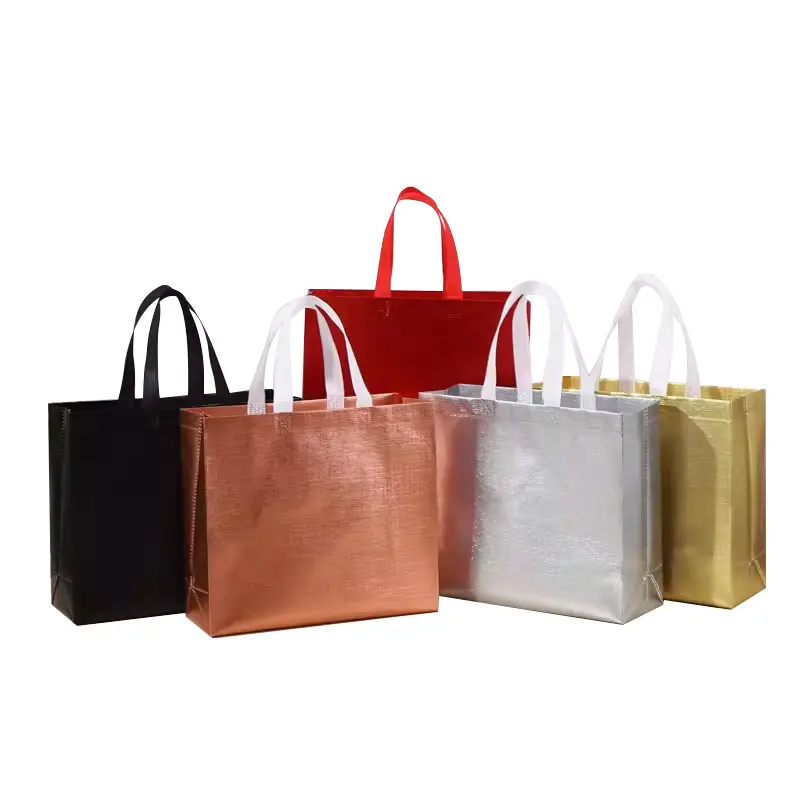 Single handle laminated ultrasonic fabric shopping non woven grocery swag packing bag metallic cheap price