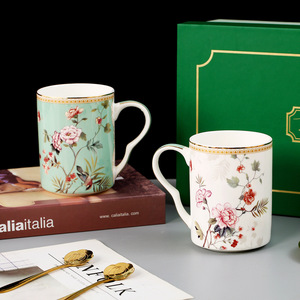 Service à thé en céramique de luxe à motifs floraux <span class=keywords><strong>et</strong></span> d'oiseaux, théière en verre avec base chauffante, service à thé européen pour l'heure du thé <span class=keywords><strong>et</strong></span> les cadeaux - Product Image 4