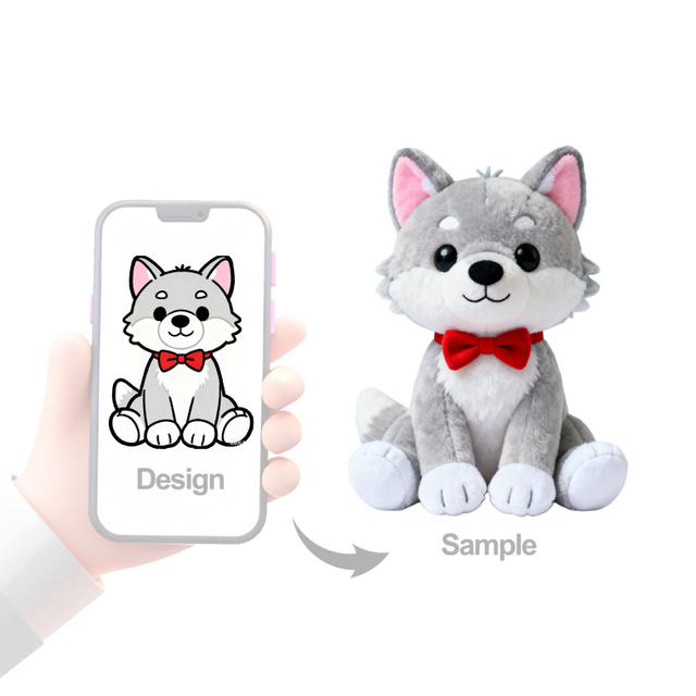 Custom Plushie Sitting Wolf Cub Doll Soft Toy with PP Cotton Filling High Quality Customization for Stress Relief