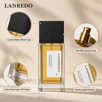 Flacon de parfum en verre rectangulaire poli élégant et simple, 30 ml, 50 ml, 100 ml, flacon de parfum moderne et unique avec bouchon carré en bois noir