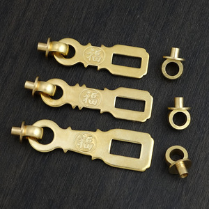 Pestillo de Puerta de Latón Estilo Antiguo Chengyu con Carácter Fu, Nuevo Diseño Chino, Fácil Instalación - Product Image 3