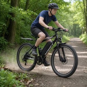 Vélo de montagne électrique 26 pouces, moteur sans balais 48V, cadre en aluminium, 21 vitesses, freins à disque doubles, avec phare et béquille - Product Image 6