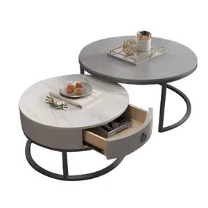 Living room furniture wholesale side end table with drawer modern simple oval shape coffee table small storage side table