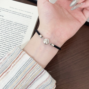 S925 Sterling Silver Rope <b>Bracelet</b> Black Red Ball <b>Bead</b> Couple Jewelry Gift for Women Spring 2025 Weaving Design - Product Image 2