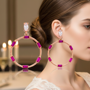 ต่างหูเพชร CZ ทรงกลมห้อยเงินเครื่องประดับเงินสเตอร์ลิง925ขายส่ง - Product Image 3