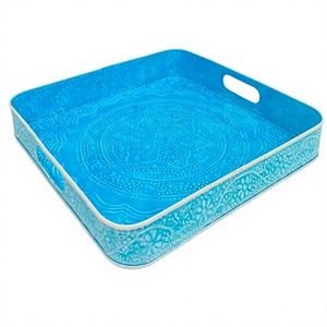Bandeja de Servir de Metal Esmaltado de Lujo, Plato Ovalado Decorativo con Patrón de Ágata, Elegante Plato Decorativo para Mesa de Centro para el Hogar - Product Image 4