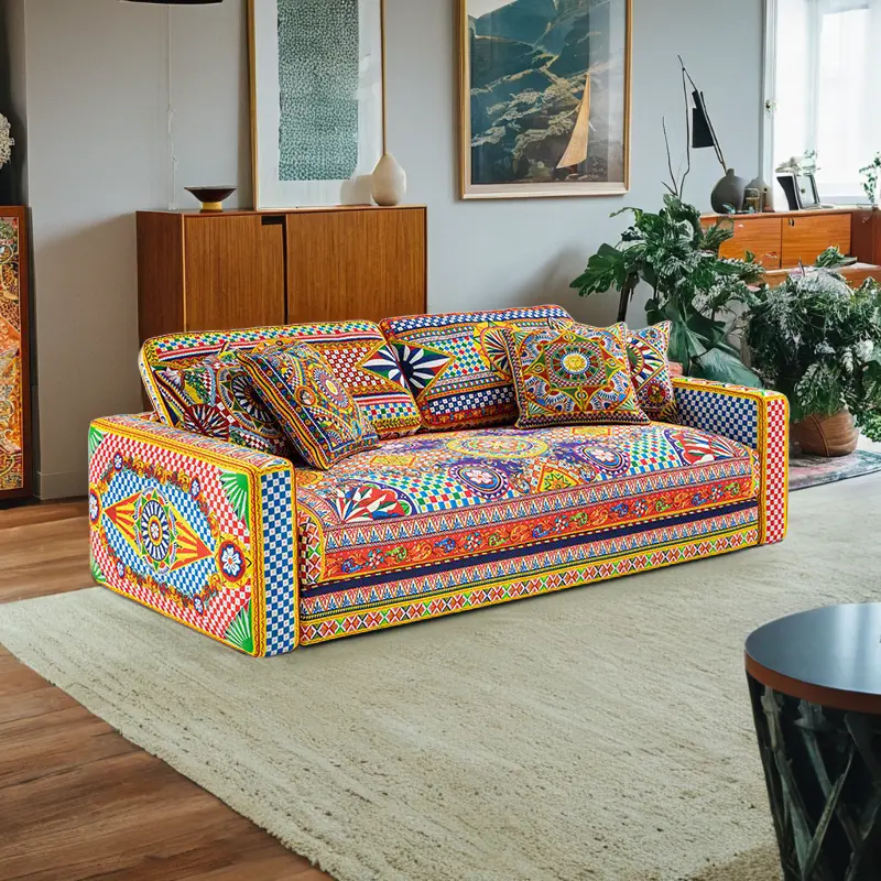 וילה מודרנית ריפוד בד סט ספות ריהוט עיצוב ייחודי 2 ספה בסלון 3 מושבים