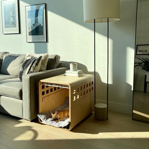 Gabbia per Cani da Interno Pieghevole e Richiudibile in Acrilico Trasparente con Telaio in Legno, Arredo di Design Moderno e Personalizzato - Product Image 3