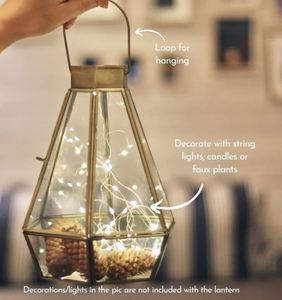 Par de faroles colgantes de latón de 9,4 pulgadas y 7,2 pulgadas, candelabros decorativos hechos a mano para el hogar, Patio, jardín, fiesta, iluminación - Product Image 2