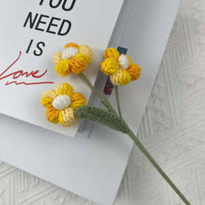 ดอกไม้พัฟถักด้วยมือดอกไม้ไหมพรมถักด้วยมือดอกไม้ประดิษฐ์ทำด้วยมือสำหรับตกแต่งบ้านและของขวัญวันวาเลนไทน์ - Product Image 5