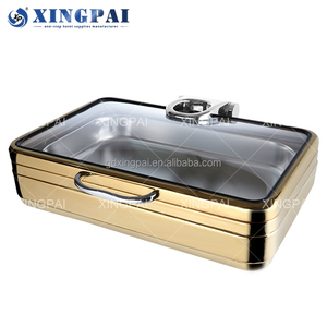 XINGPAI árabe hotel <span class=keywords><strong>restaurante</strong></span> suministros chaffers plato <span class=keywords><strong>de</strong></span> frotamiento calentador <span class=keywords><strong>de</strong></span> <span class=keywords><strong>comida</strong></span> platos <span class=keywords><strong>de</strong></span> frotamiento <span class=keywords><strong>de</strong></span> oro <span class=keywords><strong>de</strong></span> lujo para catering - Product Image 4