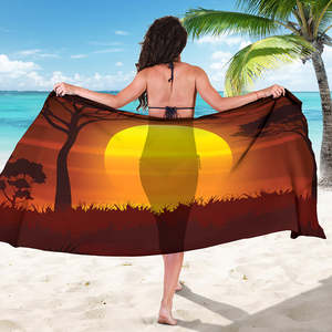 Phi Savanna hoàng hôn in bãi biển sarong thả vận chuyển sản phẩm 2023 phụ nữ bao gồm up beachwear pareo giá rẻ Hawaii lavalava - Product Image 1
