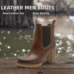 Botas de Tobillo con Punta Redonda de Alta Calidad para Otoño e Invierno, Estilo Británico, Botas Chelsea de Cuero Genuino para Hombre, Plantilla de PU Antideslizante - Product Image 2