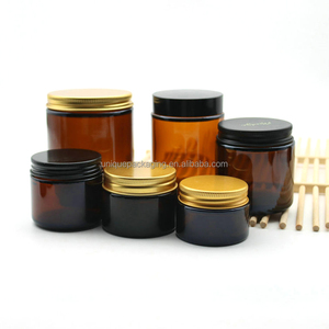 100ml 200ml 250ml 300ml 500ml 8 oz 9 oz Pot en verre ambré à face droite avec couvercle en aluminium - Product Image 3