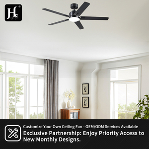 Ventilateur de plafond industriel encastré noir de haute qualité à 5 pales avec ventilateur intégré - Product Image 5