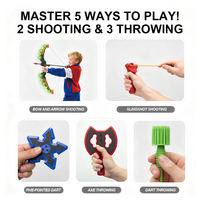 Jeu de lancer de hache en plastique durable O'BON, comprenant 3 fléchettes étoiles et 3 haches, cible de fléchettes pliable pour l'extérieur, vente en zone pour enfants