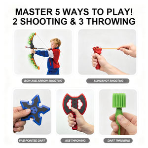 Jeu de lancer de hache en plastique durable O'BON, comprenant 3 fléchettes étoiles et 3 haches, cible de fléchettes pliable pour l'extérieur, vente en zone pour enfants - Product Image 5