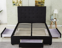 Lit de rangement moderne avec tiroirs et sommier à lattes en bois, design européen, vente directe usine, mobilier de chambre