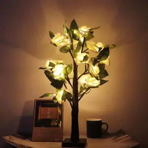 LED gül modelleme ışık PE pembe gül ağaç ışık tatil yatak odası dekorasyon işık sevgililer günü hediyesi