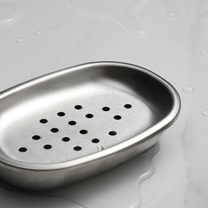 New Đơn Giản Thép Không Gỉ Xà Phòng Món Ăn Chủ 2-Mảnh Hình Bầu Dục Phòng Tắm Thiết Lập - Product Image 4