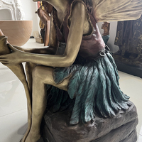 MUSI Modern Design Surface antique Statue de fée d'extérieur grandeur nature Design d'aile Bronze Angel Girl Statue