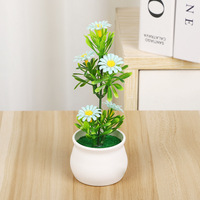 Planta verde artificial bonsái plantas en maceta creativa siete estrellas Margarita decoración del hogar sala de estar simulación adorno de flor de seda